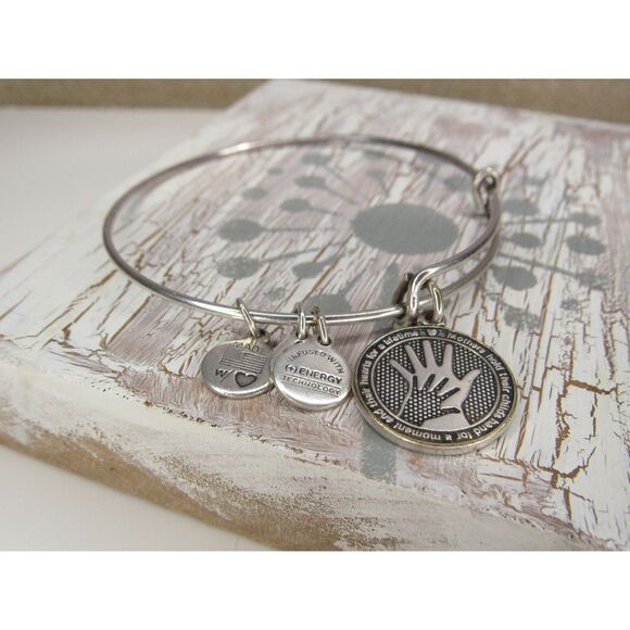 Alex and Ani "Mother's Hold Their Hearts A Lifetime" Charm Bangle Bracelet. - Picture 1 of 5